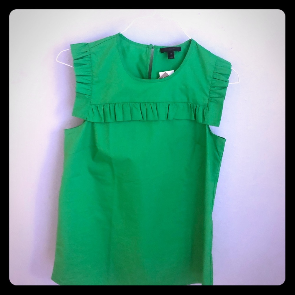 Green ruffle blouse